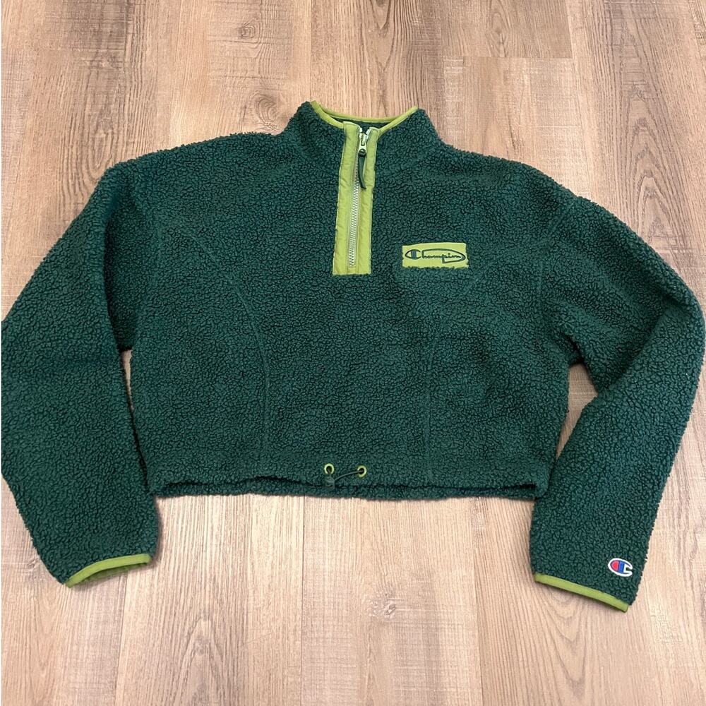 Champion Cropped Sherpa Fleece Half Zip Pullover